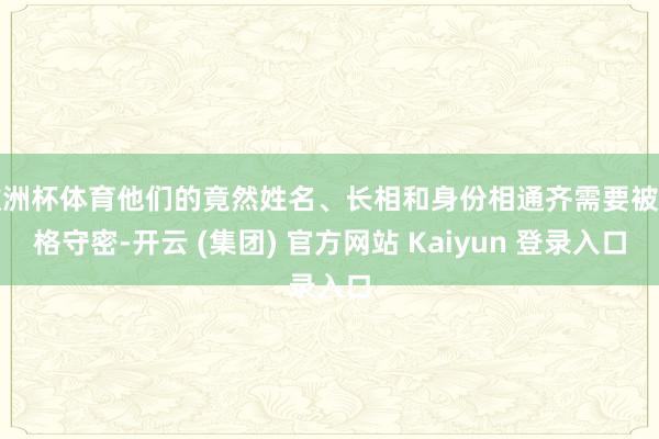 欧洲杯体育他们的竟然姓名、长相和身份相通齐需要被严格守密-开云 (集团) 官方网站 Kaiyun 登录入口