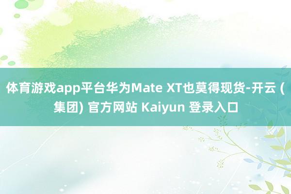 体育游戏app平台华为Mate XT也莫得现货-开云 (集团) 官方网站 Kaiyun 登录入口