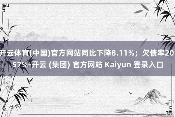 开云体育(中国)官方网站同比下降8.11%；欠债率20.57%-开云 (集团) 官方网站 Kaiyun 登录入口