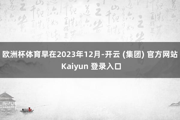 欧洲杯体育早在2023年12月-开云 (集团) 官方网站 Kaiyun 登录入口