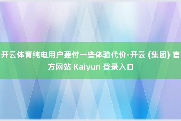 开云体育纯电用户要付一些体验代价-开云 (集团) 官方网站 Kaiyun 登录入口
