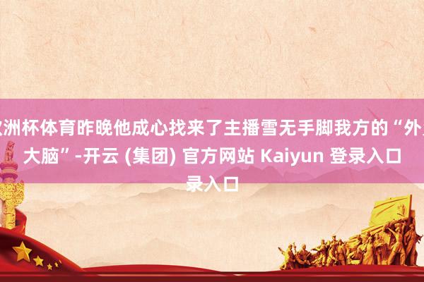 欧洲杯体育昨晚他成心找来了主播雪无手脚我方的“外置大脑”-开云 (集团) 官方网站 Kaiyun 登录入口