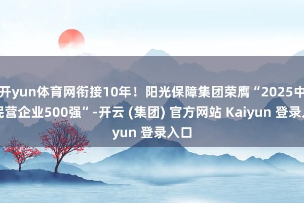 开yun体育网衔接10年！阳光保障集团荣膺“2025中国民营企业500强”-开云 (集团) 官方网站 Kaiyun 登录入口
