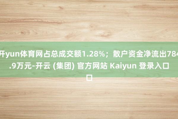 开yun体育网占总成交额1.28%;散户资金净流出784.9万元-开云 (集团) 官方网站 Kaiyun 登录入口
