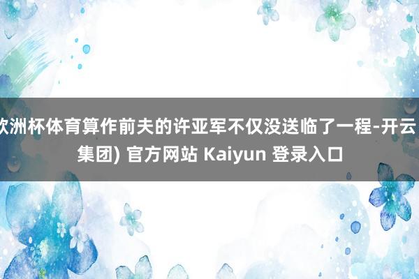 欧洲杯体育算作前夫的许亚军不仅没送临了一程-开云 (集团) 官方网站 Kaiyun 登录入口