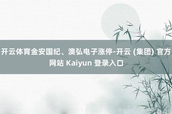 开云体育金安国纪、澳弘电子涨停-开云 (集团) 官方网站 Kaiyun 登录入口